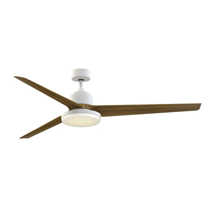 Fanimation TriAire Custom 72in 1-Light Ceiling Fan | Modern Matte White and Koa Composite Blades | Covered Patio | Model FPD8515MWW-72KW-12LK