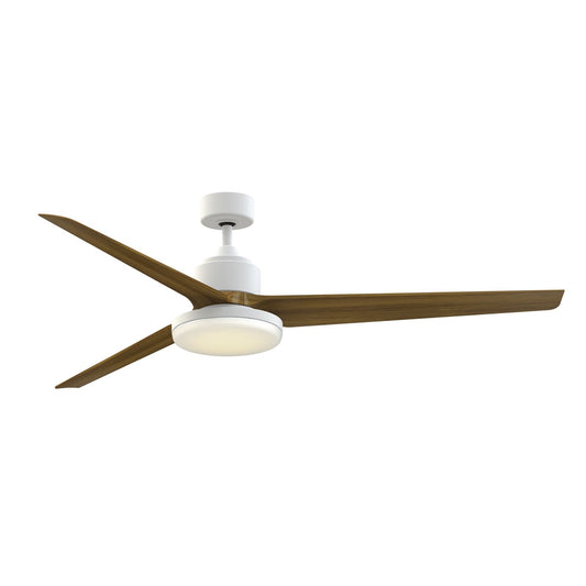 Fanimation TriAire Custom 72in 1-Light Ceiling Fan | Modern Matte White and Koa Composite Blades | Covered Patio | Model FPD8515MWW-72KW-12LK