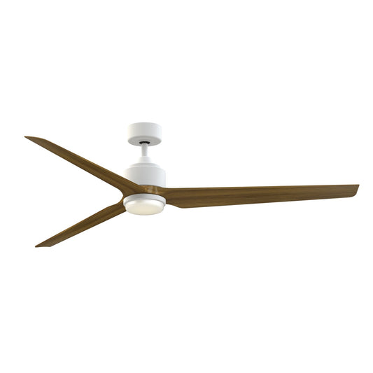 Fanimation TriAire Custom 72in 1-Light Ceiling Fan | Modern Matte White and Koa Composite Blades | Covered Patio & Living | Model FPD8515MWW-72KW-LK