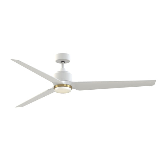 Fanimation TriAire Custom 72in 1-Light Ceiling Fan | Modern Matte White and Brushed Satin Brass Opal Frosted Glass | Model FPD8515MWW-72MWW-LKBS