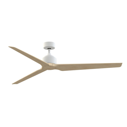 Fanimation TriAire Custom 72in Ceiling Fan | Modern Matte White and Natural Composite Blades | Covered Patio & Porch | Model FPD8515MWW-72NW
