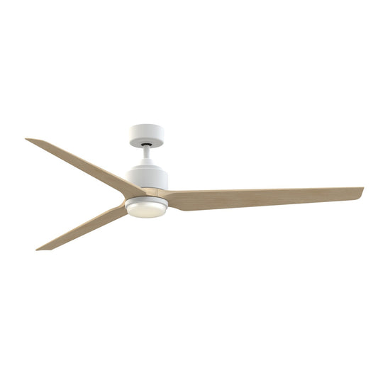 Fanimation TriAire Custom 72in 1-Light Ceiling Fan | Modern Matte White and Natural Composite Blades | Covered Patio | Model FPD8515MWW-72NW-LK