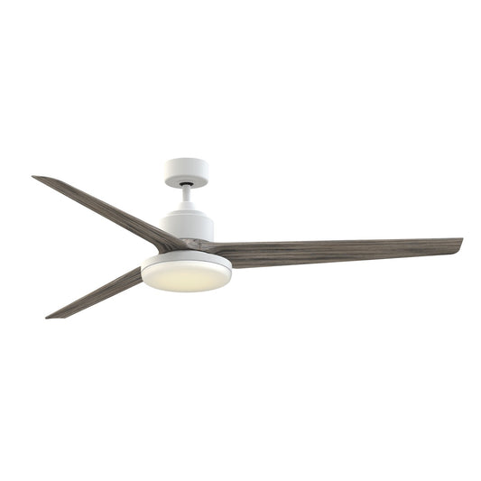 Fanimation TriAire Custom 72in 1-Light Ceiling Fan | Modern Matte White and Weathered Wood Composite Blades | Covered | Model FPD8515MWW-72WEW-12LK