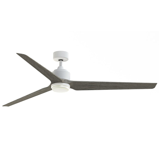 Fanimation TriAire Custom 72in 1-Light Smart Ceiling Fan | Modern Matte White and Weathered Wood Composite | Covered | Model FPD8515MWW-72WEW-LK
