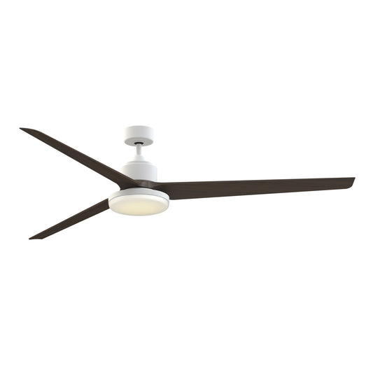 Fanimation TriAire Custom 84in 1-Light Smart Ceiling Fan | Modern Matte White and Dark Walnut Composite | Covered | Model FPD8515MWW-84DWAW-12LK