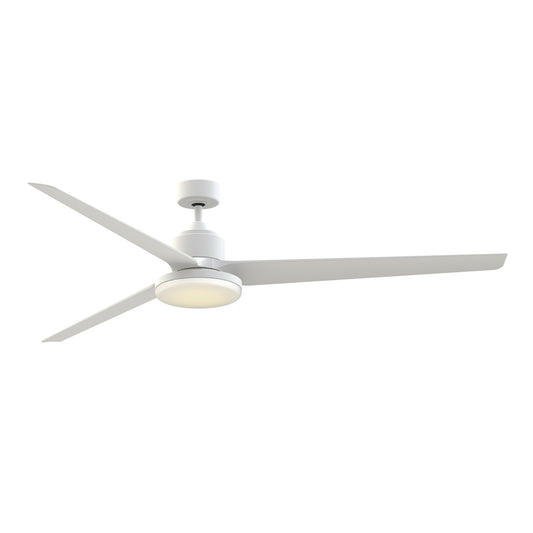 Fanimation TriAire Custom 84in 3-Blade Smart Ceiling Fan w/ 12in LED Light Kit | Matte White Composite Blades | Wet | Model FPD8515MWW-84MWW-12LK