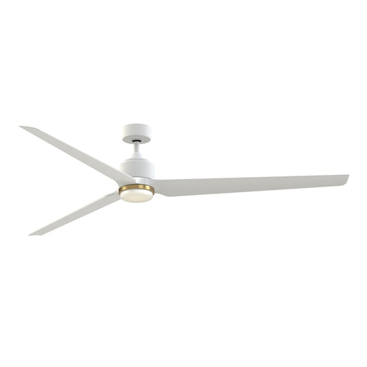 Fanimation TriAire Custom 84in 1-Light Smart Ceiling Fan | Modern Matte White and Brushed Satin Brass with Opal Frosted | Model FPD8515MWW-84MWW-LKBS