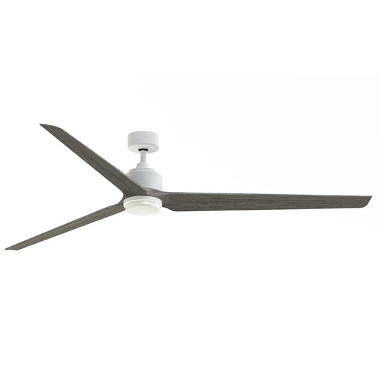 Fanimation TriAire Custom 84in 1-Light Smart Ceiling Fan | Modern Matte White and Weathered Wood with Opal Frosted Glass | Model FPD8515MWW-84WEW-LK