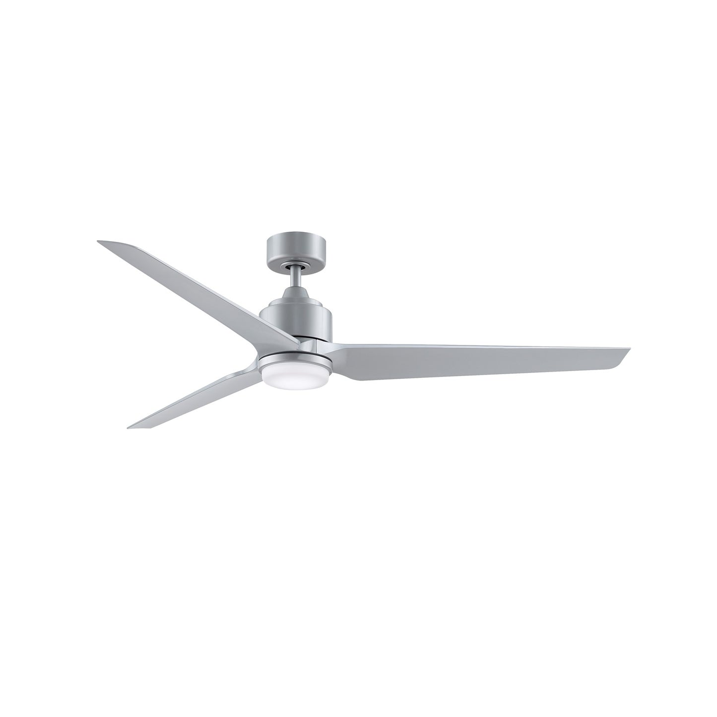 Fanimation TriAire Custom 64in 3-Blade Smart Ceiling Fan with LED Light | Modern Silver and Silver Composite Blades | Model FPD8515SLW-64SLW-LK