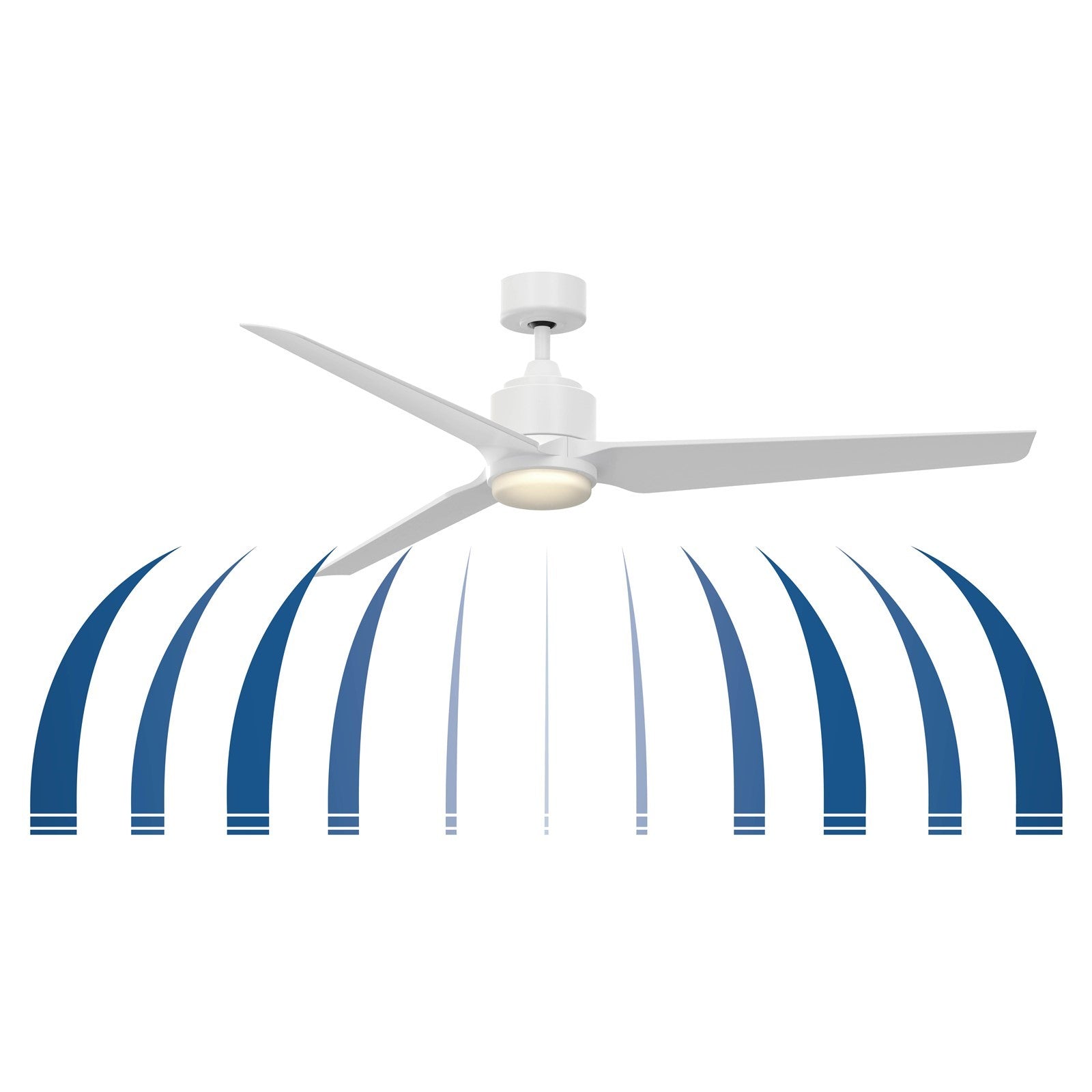 Fanimation TriAire Custom 64in 3-Blade Smart Ceiling Fan with LED Light | Modern Silver and Silver Composite Blades | Model FPD8515SLW-64SLW-LK