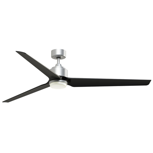 Fanimation TriAire Custom 72in 1-Light Ceiling Fan | Silver and Black Composite Blades with Opal Frosted Shade | Covered | Model FPD8515SLW-72BLW-LK