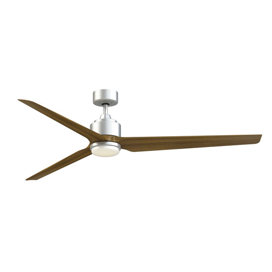 Fanimation TriAire Custom 72in 3-Blade Ceiling Fan with LED Light | Silver and Koa Composite | Patio & Great Room | Model FPD8515SLW-72KW-LK