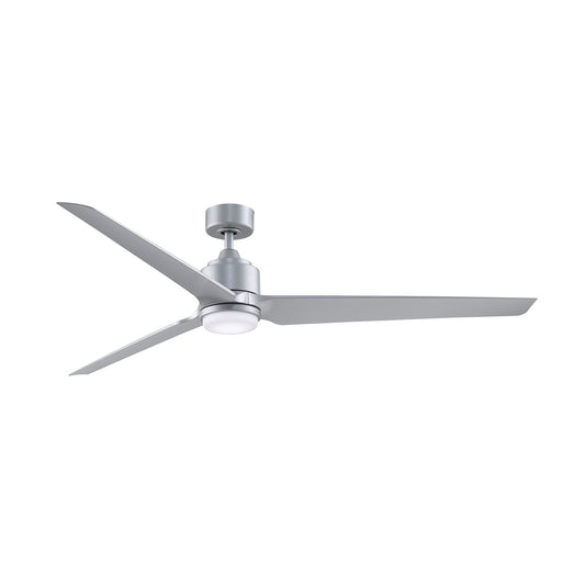Fanimation TriAire Custom 72in 3-Blade Smart Ceiling Fan with LED Light | Silver and Silver Composite Blades | Patio | Model FPD8515SLW-72SLW-LK