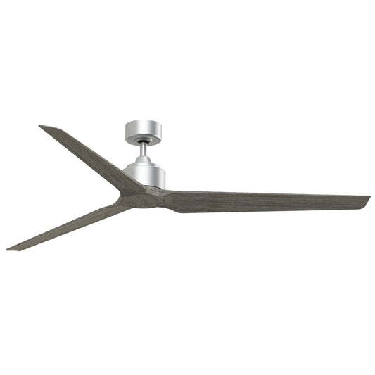 Fanimation TriAire Custom 72in 3-Blade Smart Ceiling Fan | Silver and Weathered Wood Composite Blades | Patio & Porch | Model FPD8515SLW-72WEW
