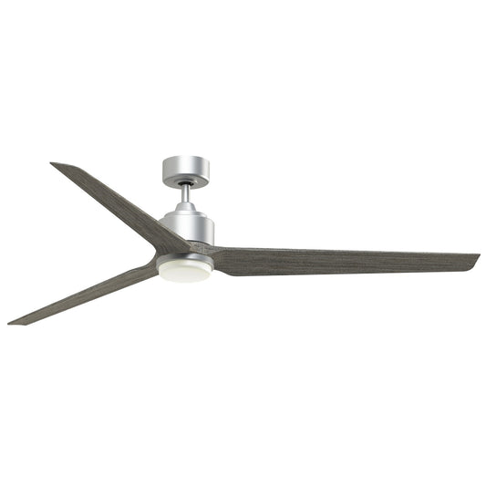 Fanimation TriAire Custom 72in 3-Blade Smart Ceiling Fan with LED Light | Silver and Weathered Wood Composite Blades | Model FPD8515SLW-72WEW-LK