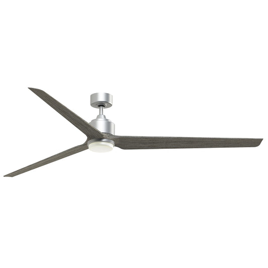 Fanimation TriAire Custom 84in 3-Blade Smart Ceiling Fan with LED Light | Silver & Weathered Wood Blades | Patio & Great | Model FPD8515SLW-84WEW-LK