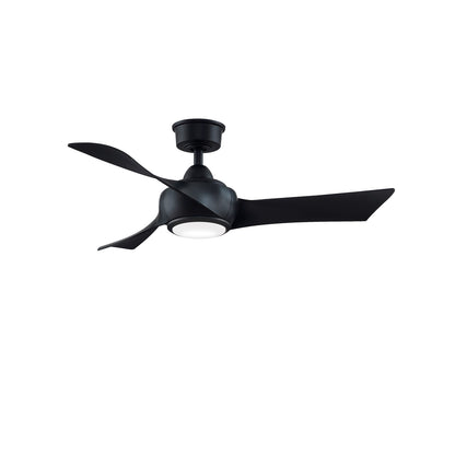 Fanimation Wrap Custom 44in 3-Blade Ceiling Fan with LED Light | Black Composite Blades | Covered Patio & Porch | 5320 CFM | Model FPD8530BL-44BL-LK