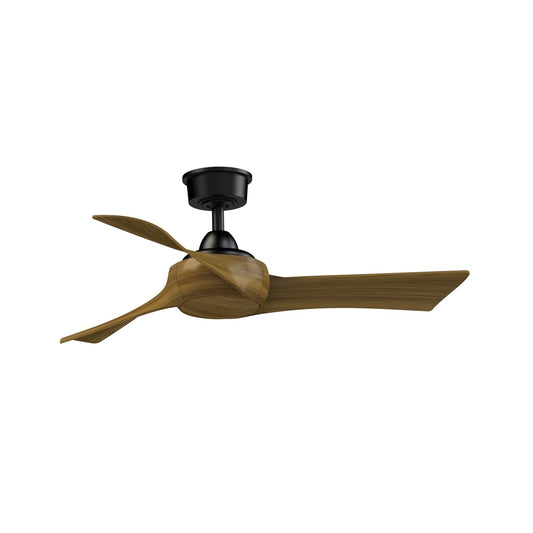 Fanimation Wrap Custom 44in 3-Blade Ceiling Fan | Black and Koa Composite | Covered Patio & Bedroom | 44 x 44 x 12.46 in | Model FPD8530BL-44K