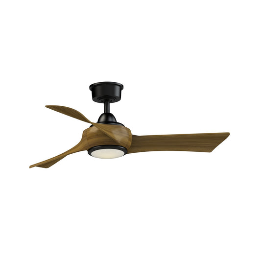 Fanimation Wrap Custom 44in 3-Blade Ceiling Fan with LED Light | Black and Koa Composite | Covered Patio & Bedroom | Model FPD8530BL-44K-LK