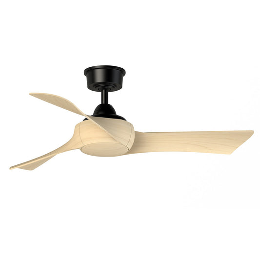 Fanimation Wrap Custom 44in 3-Blade Ceiling Fan | Black and Natural Composite | Covered Patio & Bedroom | 44 x 44 x 12.46 in | Model FPD8530BL-44N