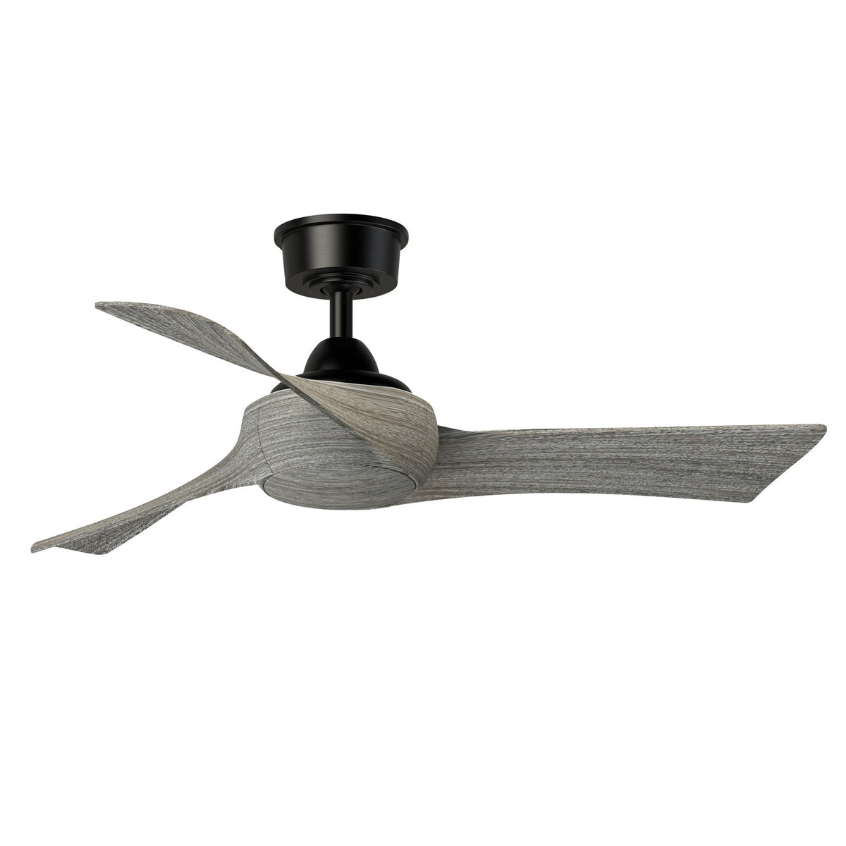 Fanimation Wrap Custom 44in 3-Blade Smart Ceiling Fan | Modern Black and Weathered Wood Composite | Covered Patio & Bedroom | Model FPD8530BL-44WE