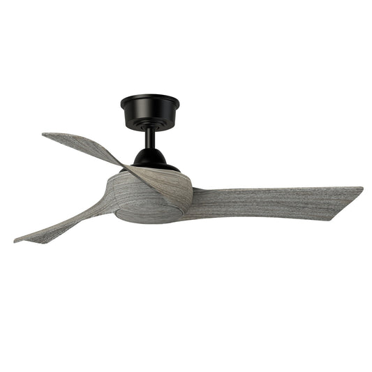 Fanimation Wrap Custom 44in 3-Blade Smart Ceiling Fan | Modern Black and Weathered Wood Composite | Covered Patio & Bedroom | Model FPD8530BL-44WE