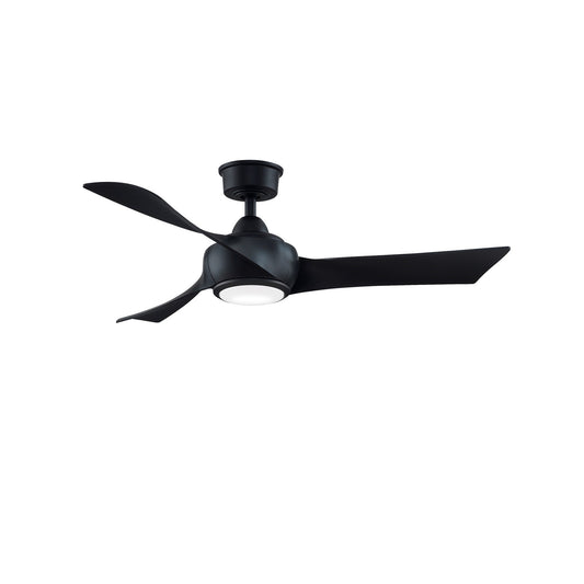 Fanimation Wrap Custom 48in 3-Blade Smart Ceiling Fan with LED Light | Modern Black and Black Composite | Covered Patio | Model FPD8530BL-48BL-LK