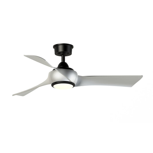 Fanimation Wrap Custom 48in 3-Blade Ceiling Fan with LED Light | Black and Brushed Nickel Composite | Covered Patio | Model FPD8530BL-48BN-LK