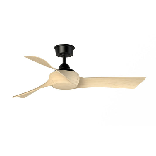 Fanimation Wrap Custom 48in 3-Blade Ceiling Fan | Black and Natural Composite | Covered Patio & Bedroom | 48 x 48 x 12.46 in | Model FPD8530BL-48N