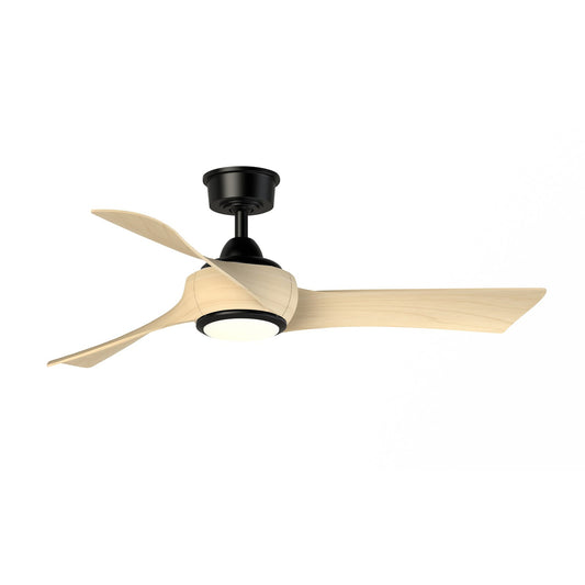 Fanimation Wrap Custom 48in 3-Blade Ceiling Fan with LED Light | Black and Natural Composite | Covered Patio & Bedroom | Model FPD8530BL-48N-LK