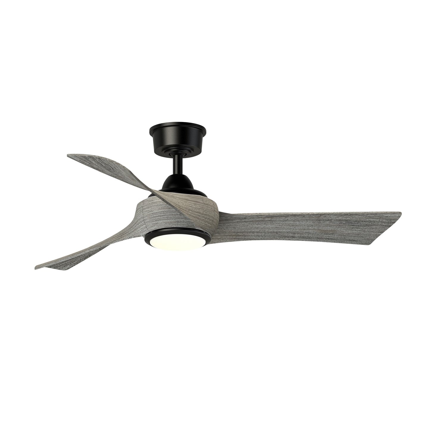 Fanimation Wrap Custom 48in Smart Ceiling Fan with LED Light | Black and Weathered Wood Blades | Covered Patio & Bedroom | Model FPD8530BL-48WE-LK