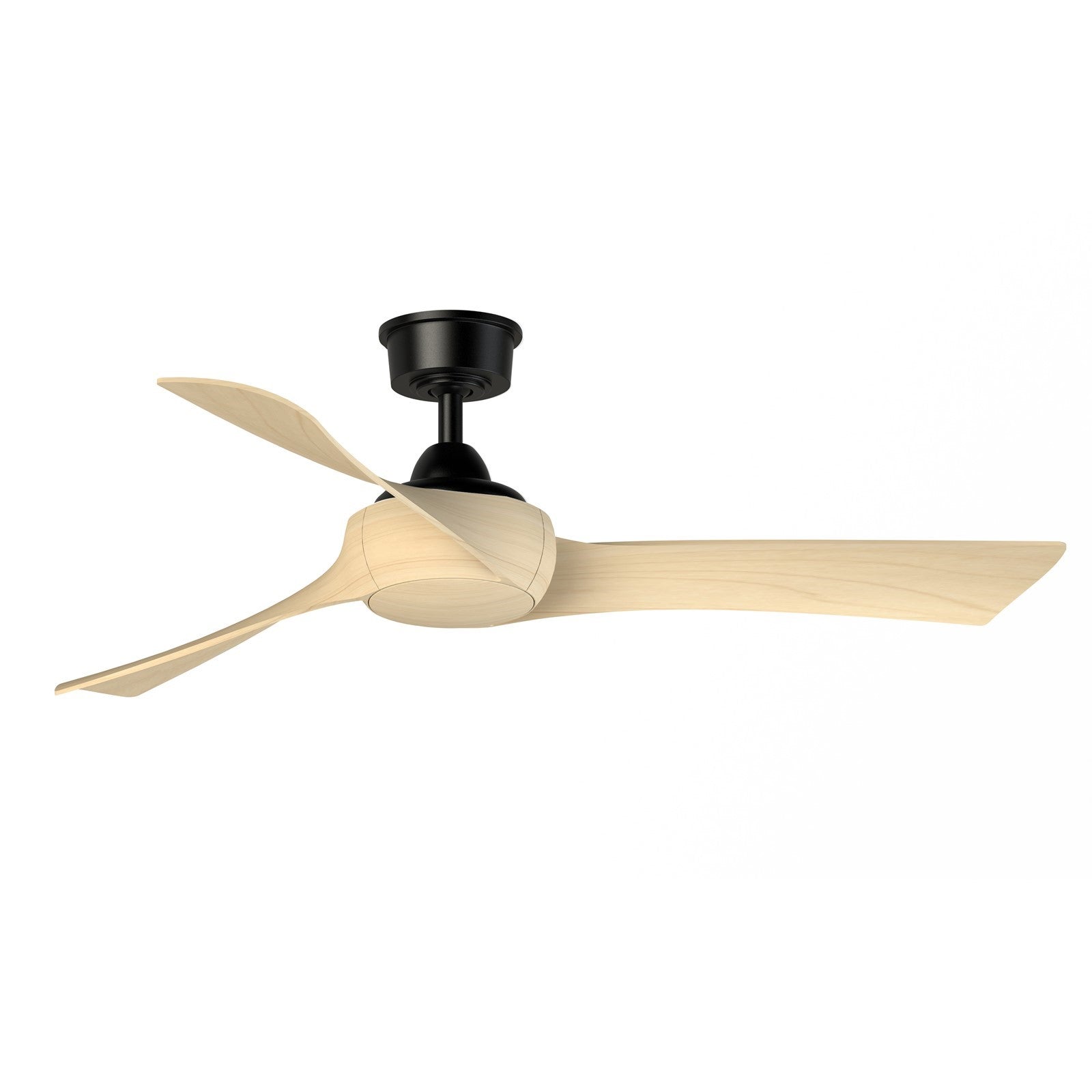 Fanimation Wrap Custom 52in 3-Blade Smart Ceiling Fan | Modern Black and Natural Composite Blades | Covered Patio & Bedroom | Model FPD8530BL-52N