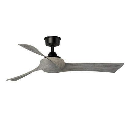Fanimation Wrap Custom 52in 3-Blade Smart Ceiling Fan | Modern Black and Weathered Wood Composite Blades | Covered Patio | Model FPD8530BL-52WE