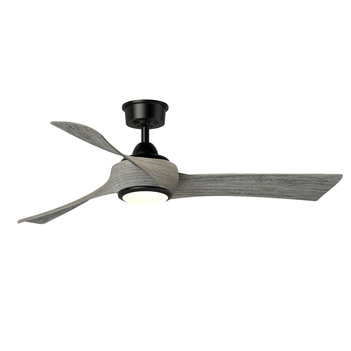Fanimation Wrap Custom 52in 3-Blade Smart Ceiling Fan with LED Light | Modern Black and Weathered Wood Composite Blades | Model FPD8530BL-52WE-LK
