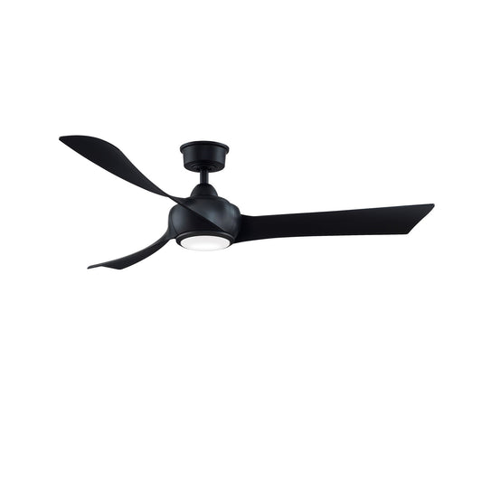 Fanimation Wrap Custom 56in 3-Blade Smart Ceiling Fan with LED Light | Modern Black and Black Composite Blades | Covered | Model FPD8530BL-56BL-LK