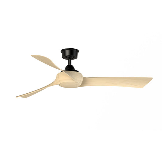 Fanimation Wrap Custom 56in 3-Blade Smart Ceiling Fan | Black and Natural Composite Blades | Covered Patio & Living Room | Model FPD8530BL-56N