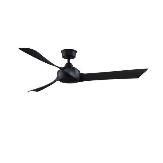 Fanimation Wrap Custom 60in 3-Blade Smart Ceiling Fan | Modern Black and Black Composite Blades | Covered Patio & Bedroom | Model FPD8530BL-60BL