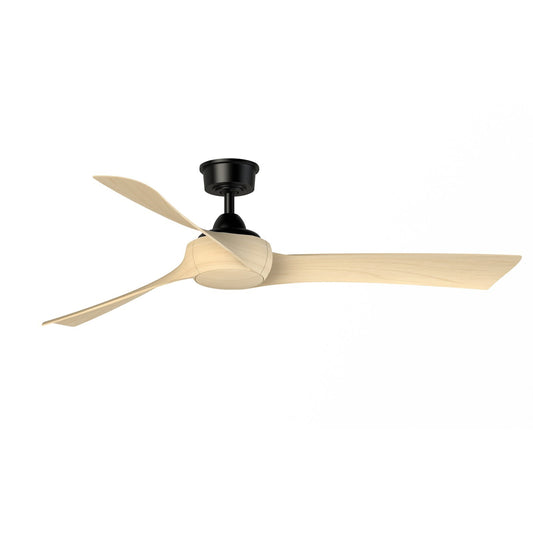 Fanimation Wrap Custom 60in 3-Blade Smart Ceiling Fan | Modern Black and Natural Composite | Covered Patio & Living Room | Model FPD8530BL-60N