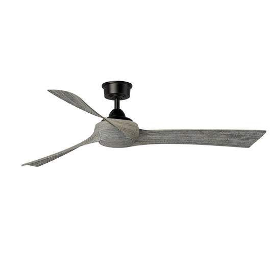 Fanimation Wrap Custom 60in 3-Blade Smart Ceiling Fan | Modern Black and Weathered Wood | Covered Patio & Living Room | Model FPD8530BL-60WE