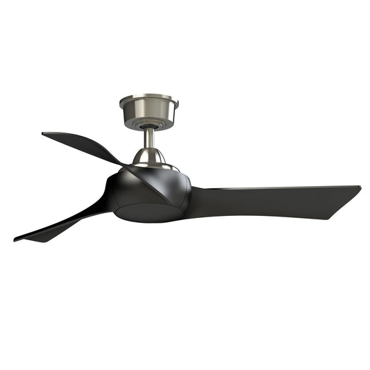 Fanimation Wrap Custom 44in 3-Blade Smart Ceiling Fan | Modern Brushed Nickel and Black | Covered Patio & Bedroom | Model FPD8530BN-44BL