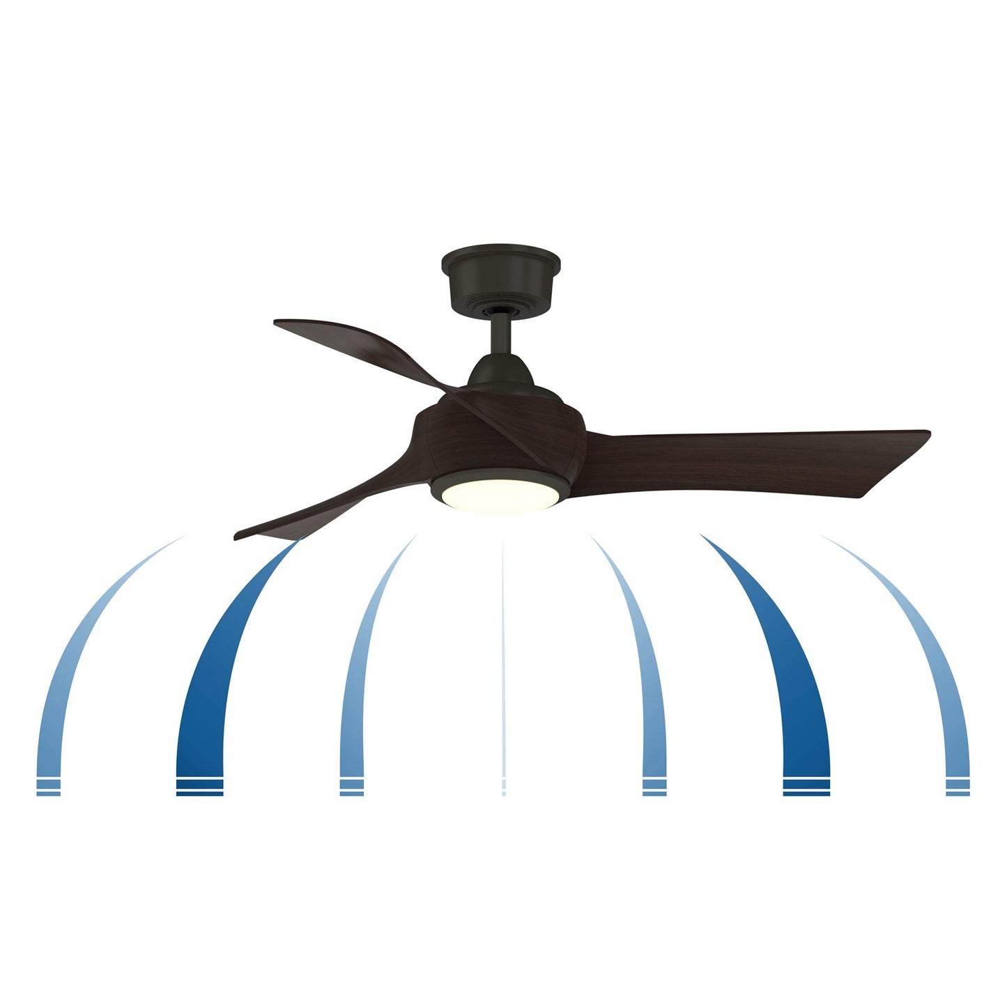 Fanimation Wrap Custom 44in 3-Blade Smart Ceiling Fan with LED Light | Modern Brushed Nickel and Black | Covered Patio | Model FPD8530BN-44BL-LK