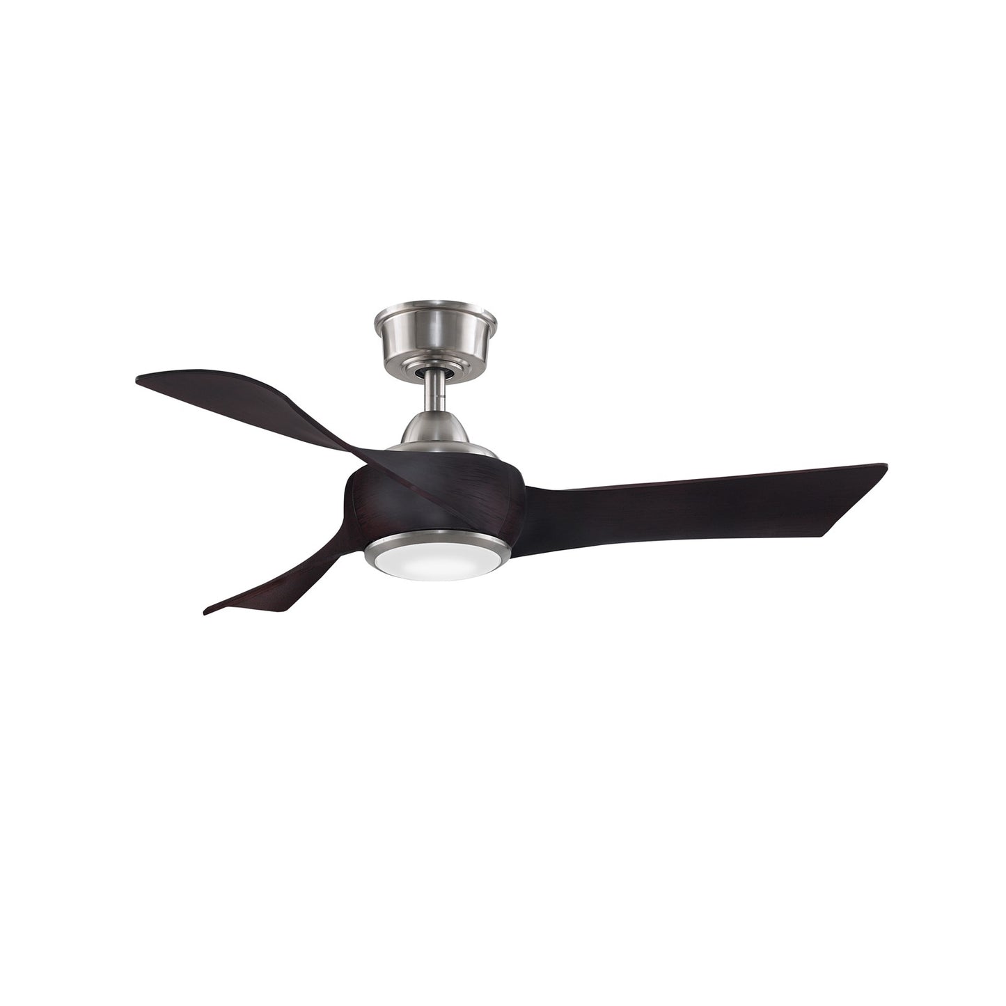 Fanimation Wrap Custom 44in Smart Ceiling Fan with LED Light | Brushed Nickel and Dark Walnut Composite Blades | Covered | Model FPD8530BN-44DWA-LK