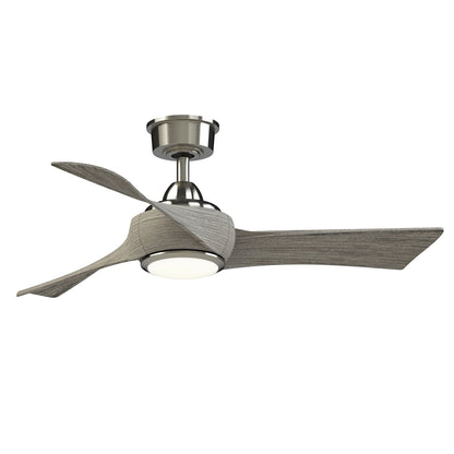 Fanimation Wrap Custom 44in 3-Blade Smart Ceiling Fan with LED Light | Brushed Nickel and Weathered Wood Composite | Model FPD8530BN-44WE-LK