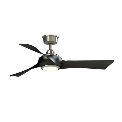 Fanimation Wrap Custom 48in 3-Blade Smart Ceiling Fan with LED Light | Brushed Nickel and Black Composite | Covered Patio | Model FPD8530BN-48BL-LK
