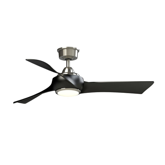 Fanimation Wrap Custom 48in 3-Blade Smart Ceiling Fan with LED Light | Brushed Nickel and Black Composite | Covered Patio | Model FPD8530BN-48BL-LK