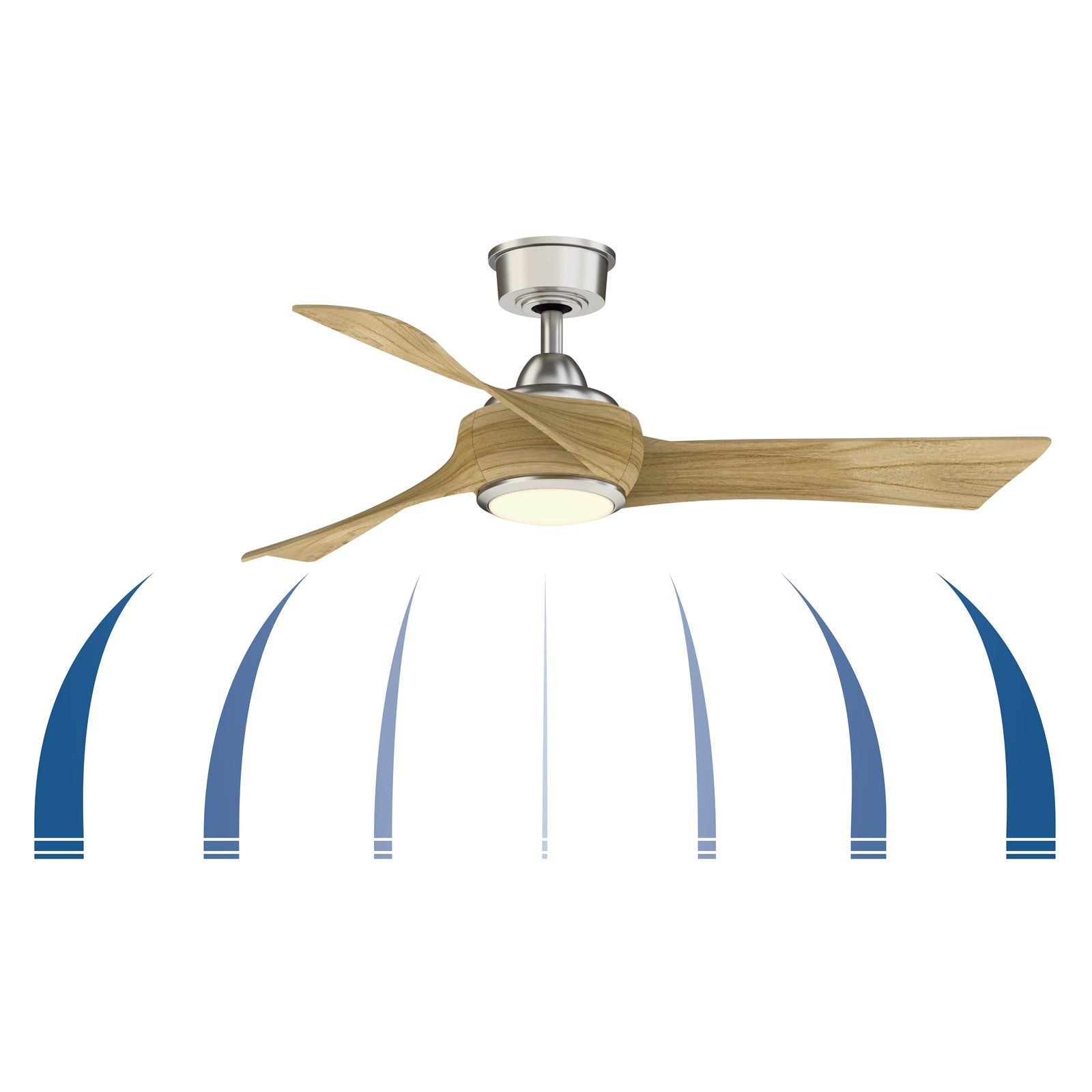 Fanimation Wrap Custom 48in 3-Blade Smart Ceiling Fan | Brushed Nickel and Dark Walnut Composite Blades | Covered Patio | Model FPD8530BN-48DWA