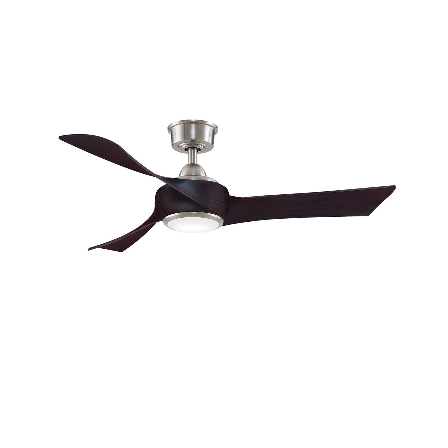 Fanimation Wrap Custom 48in 3-Blade Smart Ceiling Fan with LED Light | Brushed Nickel and Dark Walnut Composite Blades | Model FPD8530BN-48DWA-LK