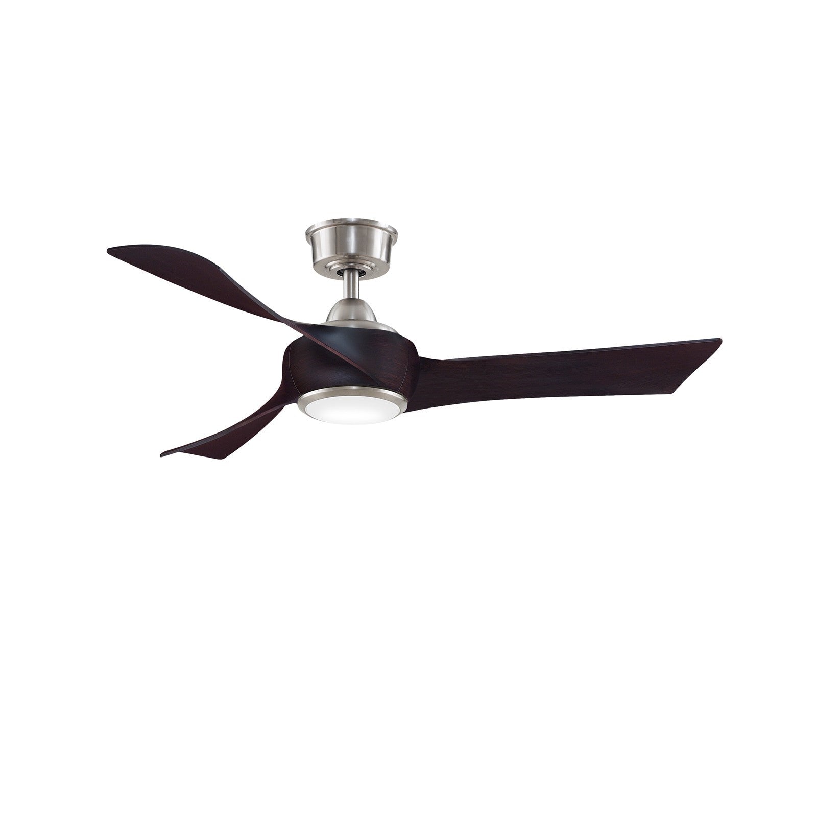 Fanimation Wrap Custom 48in 3-Blade Smart Ceiling Fan with LED Light | Brushed Nickel and Dark Walnut Composite Blades | Model FPD8530BN-48DWA-LK