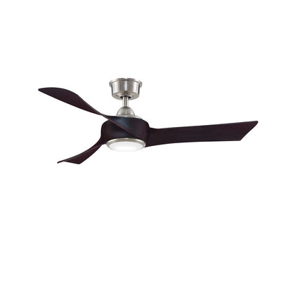 Fanimation Wrap Custom 48in 3-Blade Smart Ceiling Fan with LED Light | Brushed Nickel and Dark Walnut Composite Blades | Model FPD8530BN-48DWA-LK