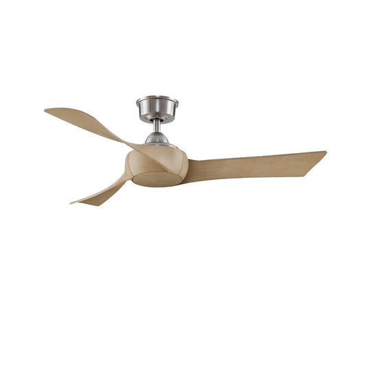 Fanimation Wrap Custom 48in 3-Blade Smart Ceiling Fan | Brushed Nickel and Natural Composite Blades | Covered Patio & Bedroom | Model FPD8530BN-48N